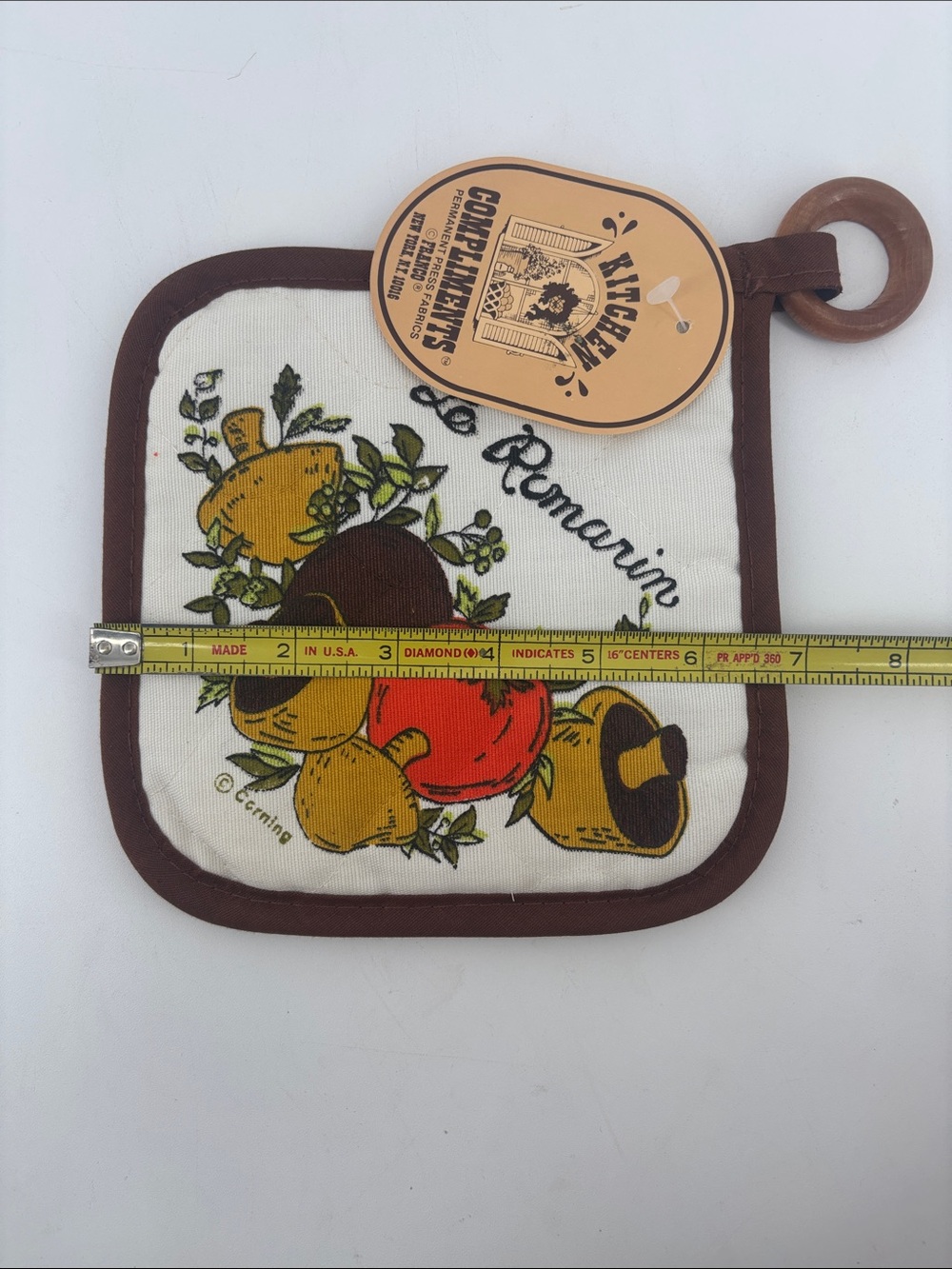 Vintage 70s “spice of life” le Romarin pattern Franco Corning potholder (NOS) - Picture 5 of 7